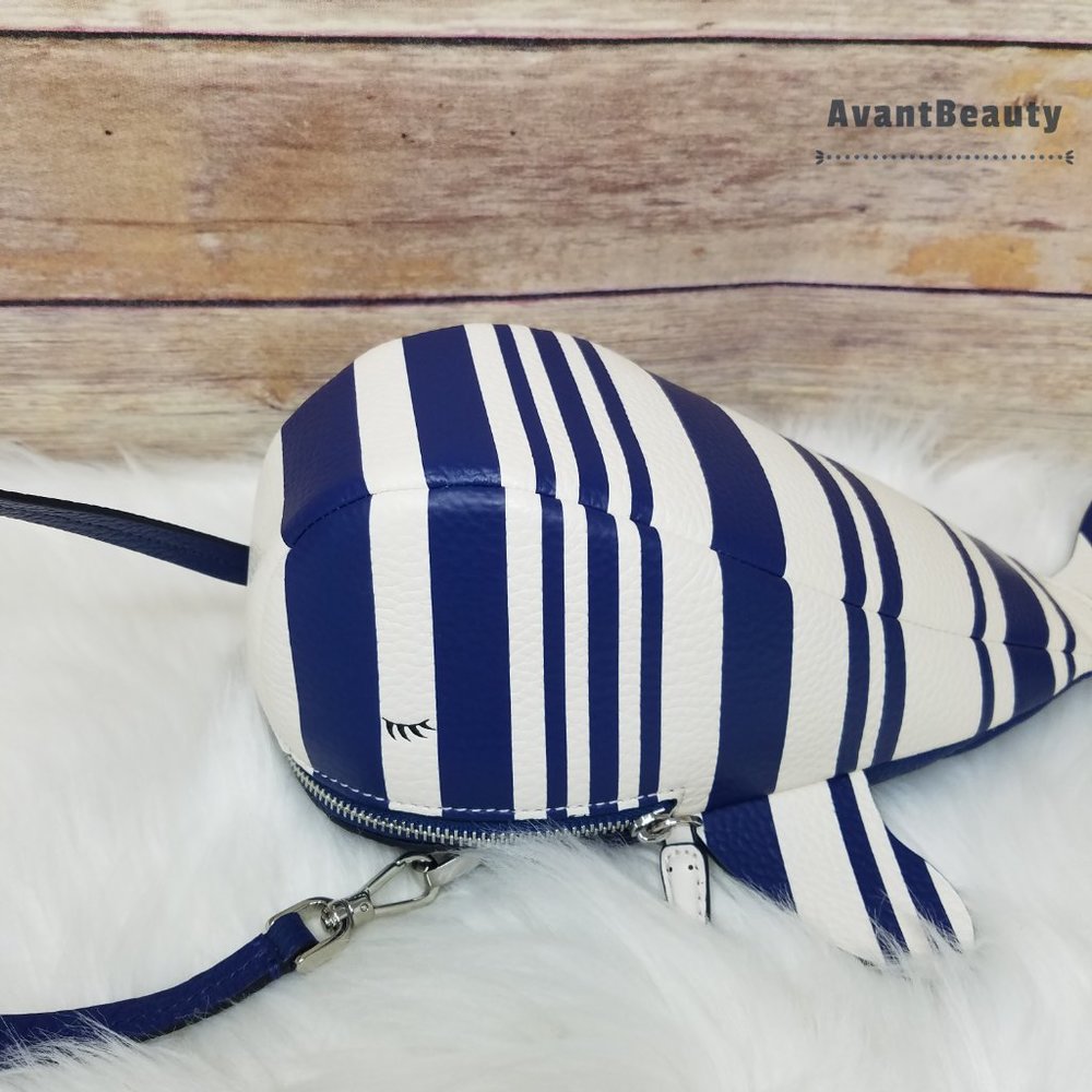 Kate Spade Whale Striped Blue Crossbody Shore Bag - Picture 4 of 15